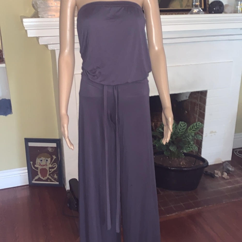 Comfortable strapless purple sexy romper with belt.  Tube top